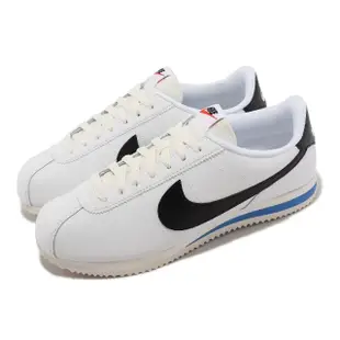 【NIKE 耐吉】休閒鞋 Cortez 男鞋 女鞋 白 黑勾 復古 經典 皮革 阿甘鞋 奶油中底(DM4044-100)