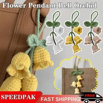 Chimes Flower Pendant Bell Orchid Crocheted Wind Knitted Keyring: Keychain C1Q9