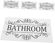 Zerodeko Waterproof Washroom Door Stickers 4pcs Bathroom Decals Wc Stickers Removable Wall Signs Black