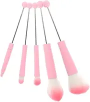 WRITWAA 5 Pcs Girl Makeup Brush with Handles Soft Bristle Blending Brushes for Concealing Contouring Eyebrow Shaping Lightweight Portable for Travel Touch Ups