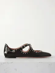 [BALLY] BALLY - Embellished Studded Leather Ballet Flats - Black - IT40 IT 40 Black