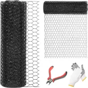 12'' X 50' Black Chicken Wire Fencing, 1 Inch Chicken Wire and 20 Gauge Poultry