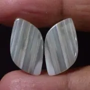 100% Natural Lovely Pair White MONTANA Agate 12.40 Cts. Cabochon Loose Gemstone