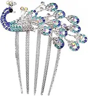 Wedding Bridal Headpiece Rhinestone Hair Comb Women Peacock Hair Clip Side Comb (Style 1, One Size)