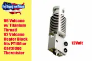 V6 Volcano Hotend with Titanium Heatbreak, Upgraded Heatsink, PT100, 12v, 1.75mm