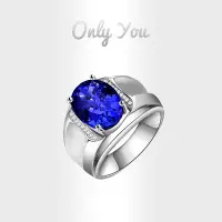 在飛比找蝦皮購物優惠-Only You S925 銀新鑽石色藍寶石戒指