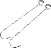 SOLUSTRE 2pcs Heavy Duty Meat Hooks Stainless Steel Hooks for Butchering Drying Smoking for BBQ Grilling Kitchen Use Chicken Beef Butchering Equipment