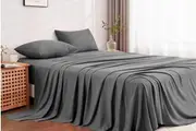 LINENOVA Pre-Washed Cotton Bed Sheet Set (Charcoal)