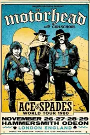 Vintage Motorhead 1980 World Tour Ace of Spades Rock N Roll Metal Sign 12" x 8"