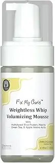 FIX MY CURLS Weightless Whip Volumizing Mousse with Rice Protein, Matcha and Apple Cider Vinegar for Wavy and Curly Hair, Anti-Dandruff, Volume Boost for Limp, Dry, Frizzy Hair (100ml)