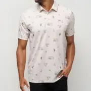 Travis Mathew Men's Cookie Swap Golf Polo, Moonbeam White, Volkswagen, Medium
