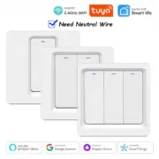 WiFi Smart Switch EU Light Push Button Wall Switch 220V Need Neutral Wire Tuya