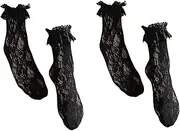 [ADYING] Lace Anklet Sock with Ruffle, Ruffle Cup Lace Anklet Socks, Rose flowers/heart anklet socks 2 Pairs