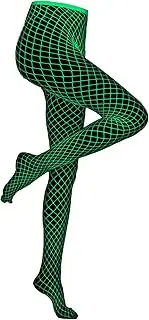 [Hercicy] Glow in the Dark Fishnet Stockings Hollow Fishnet Stockings Luminous Glowing Fishnet Socks High Waist White Fishnet