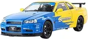 Die-cast 1:24 for Nissan GTR Skyline Sports Car Model Alloy Diecast Sound Light with Pull Back Mini Vehicles Exquisite Collection Miniature Vehicle(Blue)