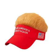 Sztxj 2024 Hat with hair,Donald Trump Make America Great Again Wig Hat Embroidered Super Adjustable MAGA Baseball Cap red
