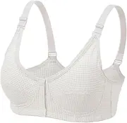 Parliky Grey Plaid Seamless Nursing Straps Breathable Maternity Underwear Front Button Design for Easy Breastfeeding for Mothers
