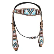 HILASON Western Horse Leather Headstall Set Geometry