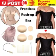 Invisible Bra Push-Up Frontless Adjustable Breast Lift Up Deep Covers Backless