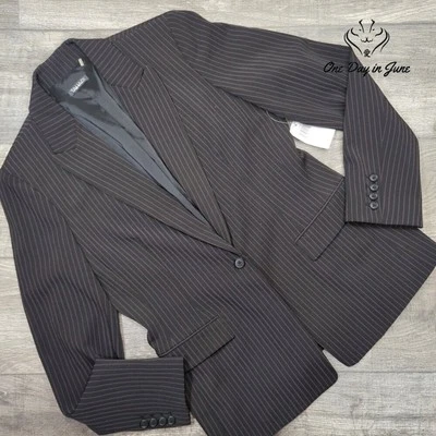 Tahari Pin Stripe Single Button Blazer Size 10