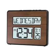 La Crosse Digital Back Light Wall Clock Walnut 513-1419BL-WA