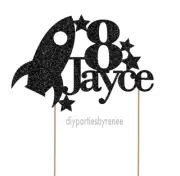 Cake Topper - Themed - 20+ Colours - NEXT DAY POST - Space Rocket - Any Name Age