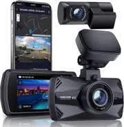 Yeecore 4K Dual Dash Cam 5G Wifi GPS, Real 4K+HDR 1080P Dash Cam Front and Rear, 3" LCD Super Night Vision, Parking Mode, Dash Camera for Cars with App, G-Sensor, Accident Record, Support 512GB Max