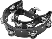 Double Row Tambourine Clampable Drum Percussion Bells Half Moon Musical Tambourine Hand Held Percussion with Finger Grip Design for Parties