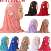 2-6Y Kid Girls Flower Hijab Muslim Turban Instant Scarf One Piece Amira HeadWrap