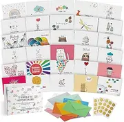Dessie 30 Unique Thinking Of You Cards With Greetings Inside. Large Greeting Cards Boxed Set. 30 Different Designs - No Repetition. Assorted Color Envelopes, Gold Seals, Storage Box.