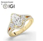 Pear Solitaire Labgrown Diamond Engagement Ring 18k Yellow Gold 5.85 Ct F VVS2