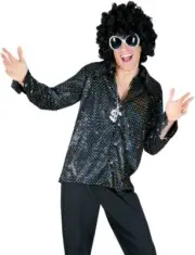 Boogie Night Disco Shirt 70's Fancy Dress Up Halloween Adult Costume Accessory