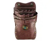 Scissor Pouch Holster With Belt For Hairdressers, Salon Hair Stylist Barber Scissors Shear,Red Brown