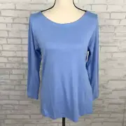 Vineyard Vines Womans Boatneck Tee Shirt Top Large Hydrangea Blue Cotton Blend
