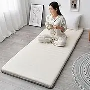 Japanese Futon Mattress, Breathable, Portable and Foldable Folding Mattress Double - Durable Futon Mattress for Easy Storage(White,47.2x78.7in)