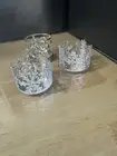 3 Bath & Body Works mini 1.3 oz Candle Holders Silver Glitter Gems Snowflakes
