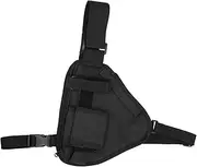 Radio Chest Pack, 600D Oxford Cloth Walkie Talkie Chest Bag, Portable Vest Chest Bag Pouch Black with Adjustable Strap, Single Radio Pouch for Hunting Sports Production Workshops Construction Sites