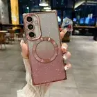 For Samsung Galaxy S24 Ultra S23 S22 Electroplating Glitter Case Magnetic Cover