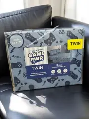 Video Game Controller Sheet Set TWIN Size 3pc Polyester Kids Bedding Blue New