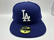 New Era 59Fifty Los Angeles LA Dodgers Authentic Fitted Hat (Dark Royal) Size 8