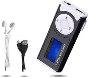 Portable Mini MP3 Music Player with LCD Screen, Sports Back Clip MP3 Player Support Memory Card, Mini Digital Music Player with LED Flashlight (Mini USB & 3.5mm & Memory Card Slot) (Black)
