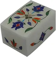 Royal Handicrafts Handcrafted Rectangular Marble Box With Inlay Work On All Sides