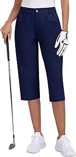 [MoFiz] Women's Capri Pants with Pockets Lightweight Cropped Golf Hiking Pants Quick Dry Summer Elastic Waist Capris