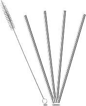 EKIND Stainless Steel Reusable Straight Drinking Straws and Cleaning Brush Set (Set of 4)