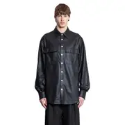[ANDREA YA AQOV] Leather Shirt Jacket Black