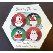 Sakura Breaking the Ice Christmas Stoneware Salad Dessert Plates Set of 4 NEW