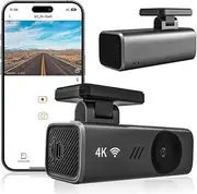Carlover 4K Ultra HD Dash Cam with WiFi, Included SD 64 GB, 4K Front Camera, UHD DVR Video Recorder, Night Vision, Parking Monitor, Loop Recording, Smart App Control, Support 128GB Max