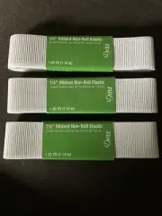 3 packages Dritz 1 1/2” 1.5" Ribbed Non-Roll Elastic 11503W White 1.25 yds x 3