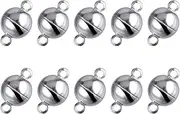 Necklace Clasp, 10 PCS Round Glossy Strong Magnetic Clasp for Jewelry Making (Silver)