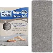 White Magic Non-Slip Mat Large, 100x40 cm, Anti-Slip, Fast Drying, 100% Water Flow, Machine Washable, Perfect for Bathtubs, Pools, Kitchen Cushion Mat, Boats, and Yoga Mats (Platnium)
